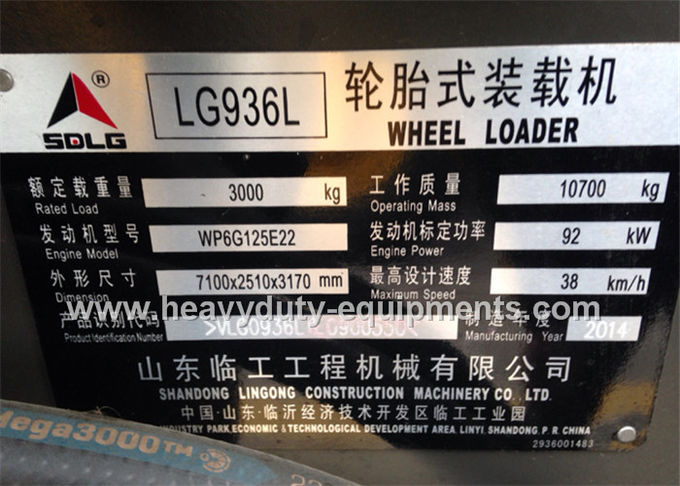 3tons het merk van de wiellader LG936L SDLG met de motor van weichaideutz en SDLG-as proefcontrole